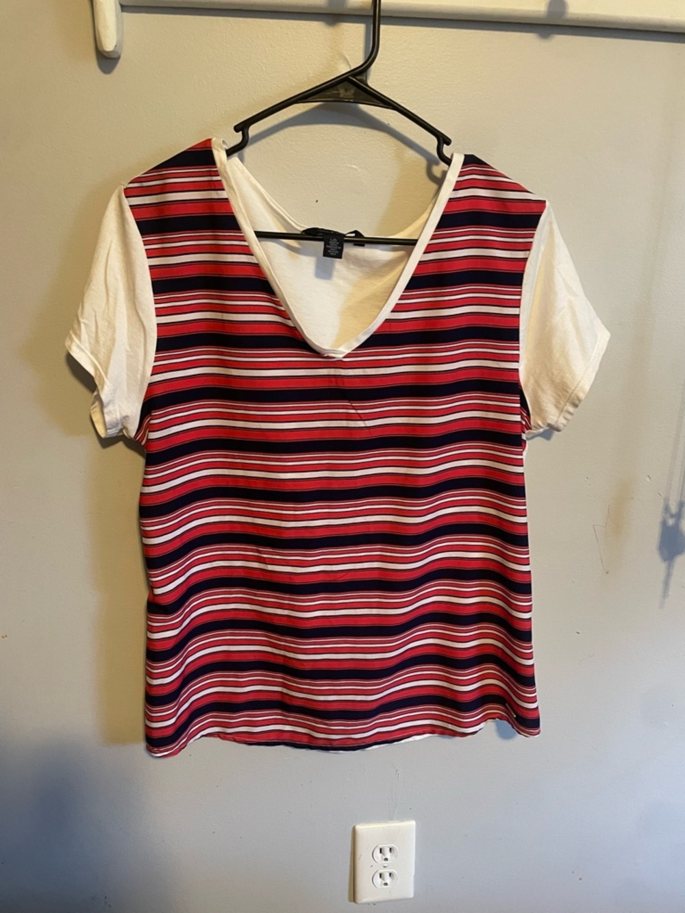 Tommy Hilfiger Red, White & Navy Striped V-Neck Tee